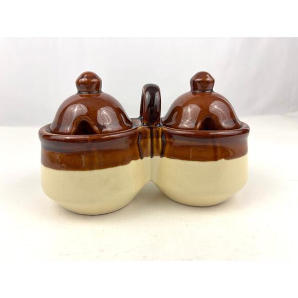 VTG Relish Condiment Server Brown Tan Ceramic Stoneware Taiwan 1970's - Picture 4 of 16